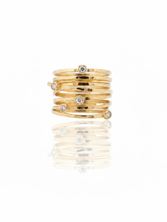 Jewelry - Gold Multi-Band CZ Accent Stackable Ring